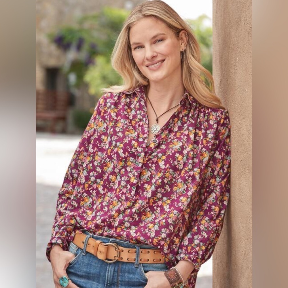 Sundance | Floral Henley Poppy Bloom Purple‎ Sz XS